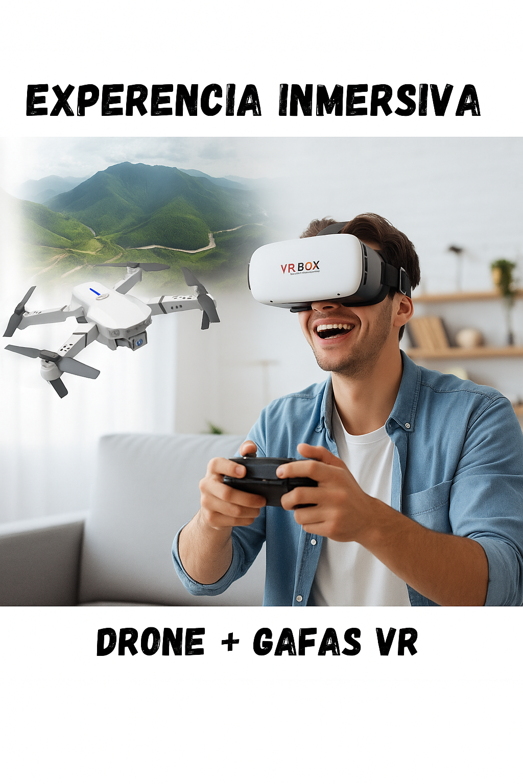 Mini Drone con Cámara 4K Dual Hd + Gafas VR Box