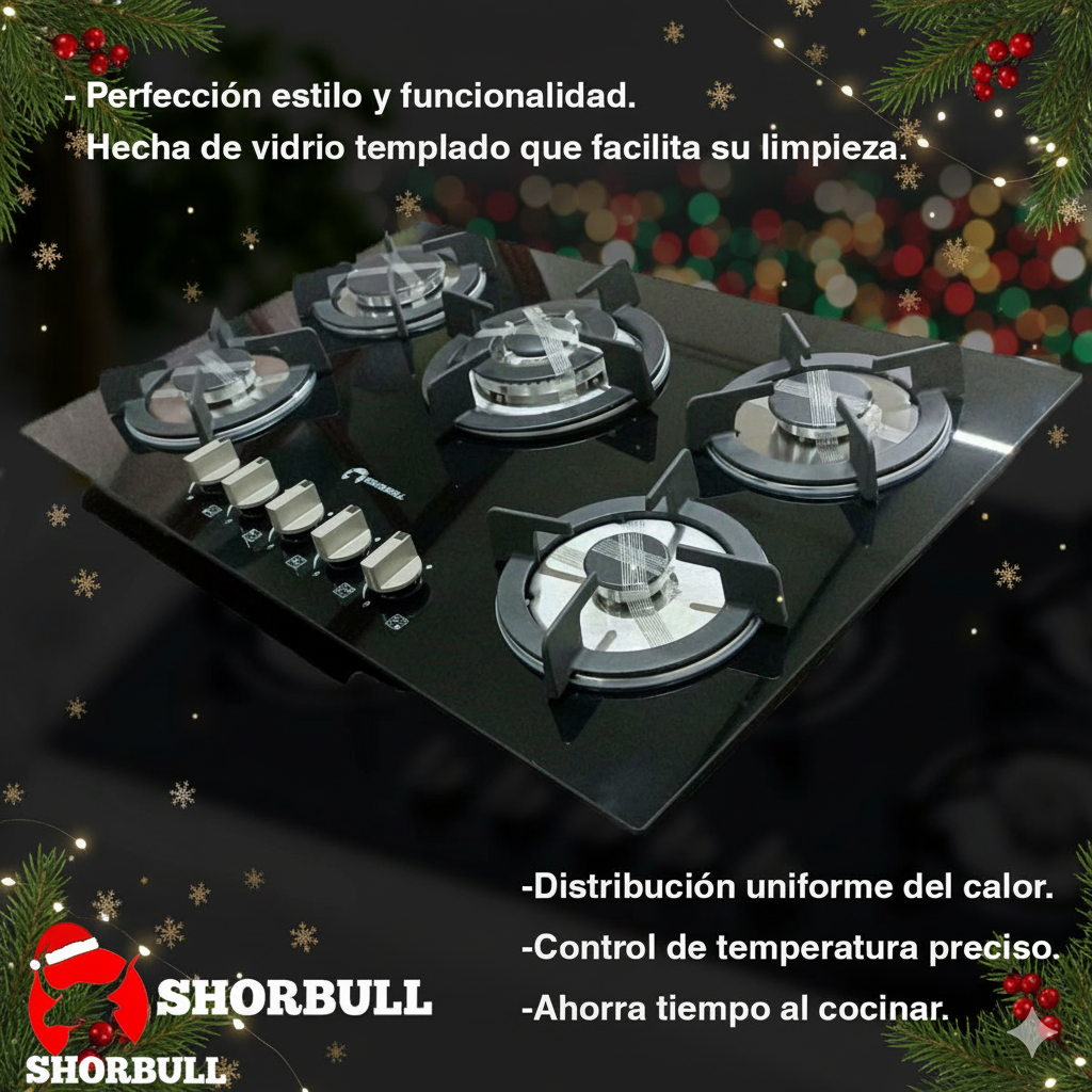 FlameMaster 5 Parrilla 5 Quemadores Vidrio Shorbull