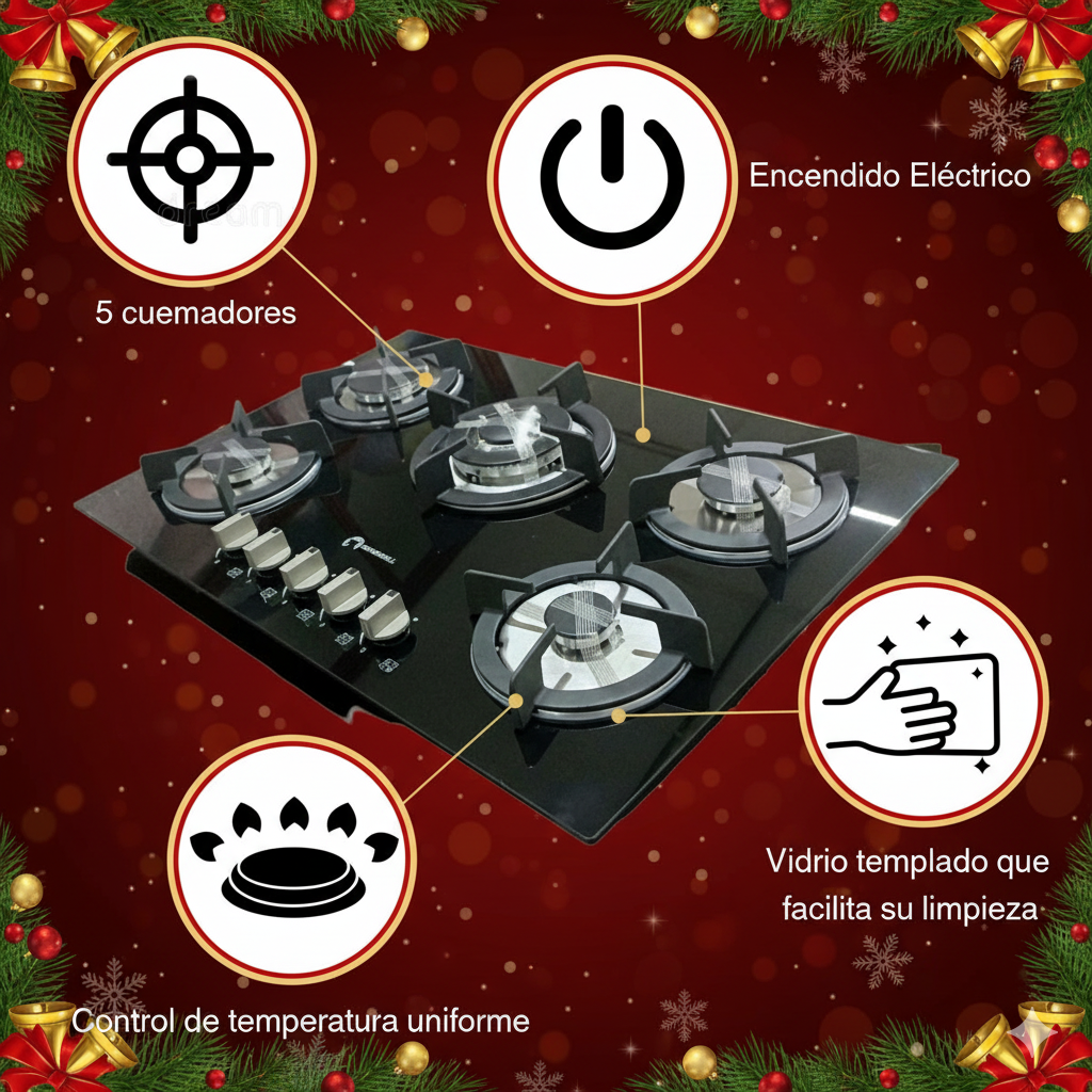 FlameMaster 5 Parrilla 5 Quemadores Vidrio Shorbull