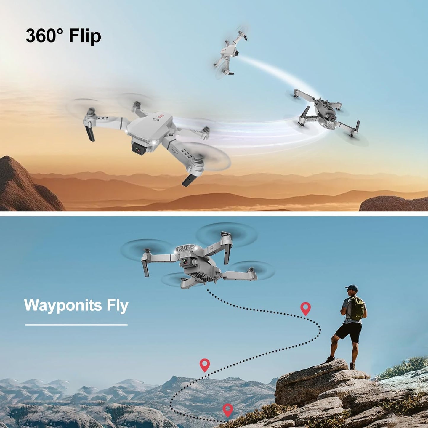 Mini Drone con Cámara 4K Dual Hd + Gafas VR Box