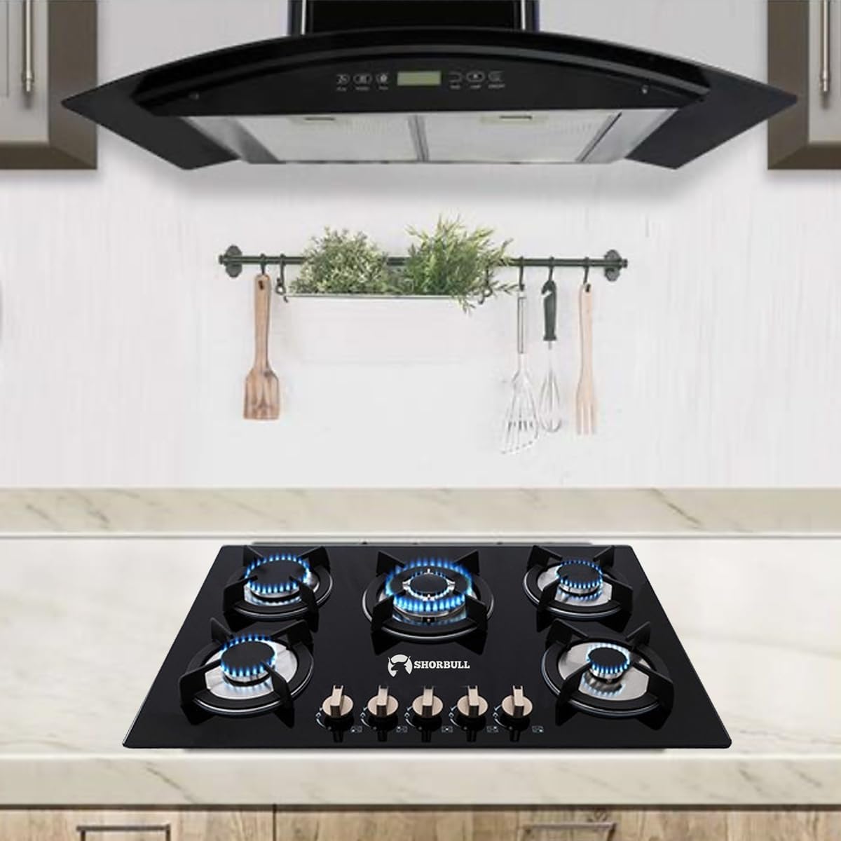 FlameMaster 5 Parrilla 5 Quemadores Vidrio Shorbull